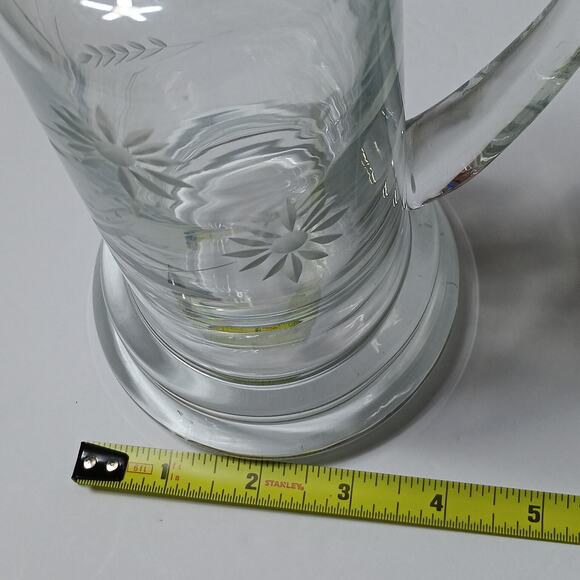 Crystal Decanter 11" tall (sith stopper) Clear Floral Cut Design Handle - Picture 7 of 13